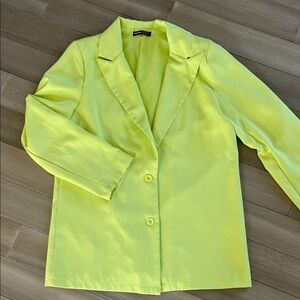 Lime Green Blazer Jacket from SHEIN